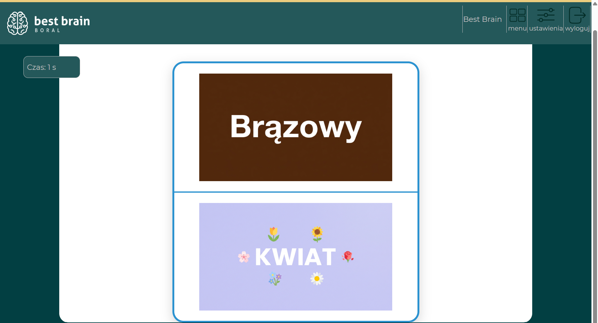 Widok platformy Best Brain z przykładami: Brązowy i KWIAT